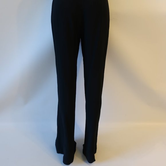 Womens Jonathan Simkhai Black High Waist Flat Front Flared Slit Crepe Pants 8 * - Picture 14 of 15
